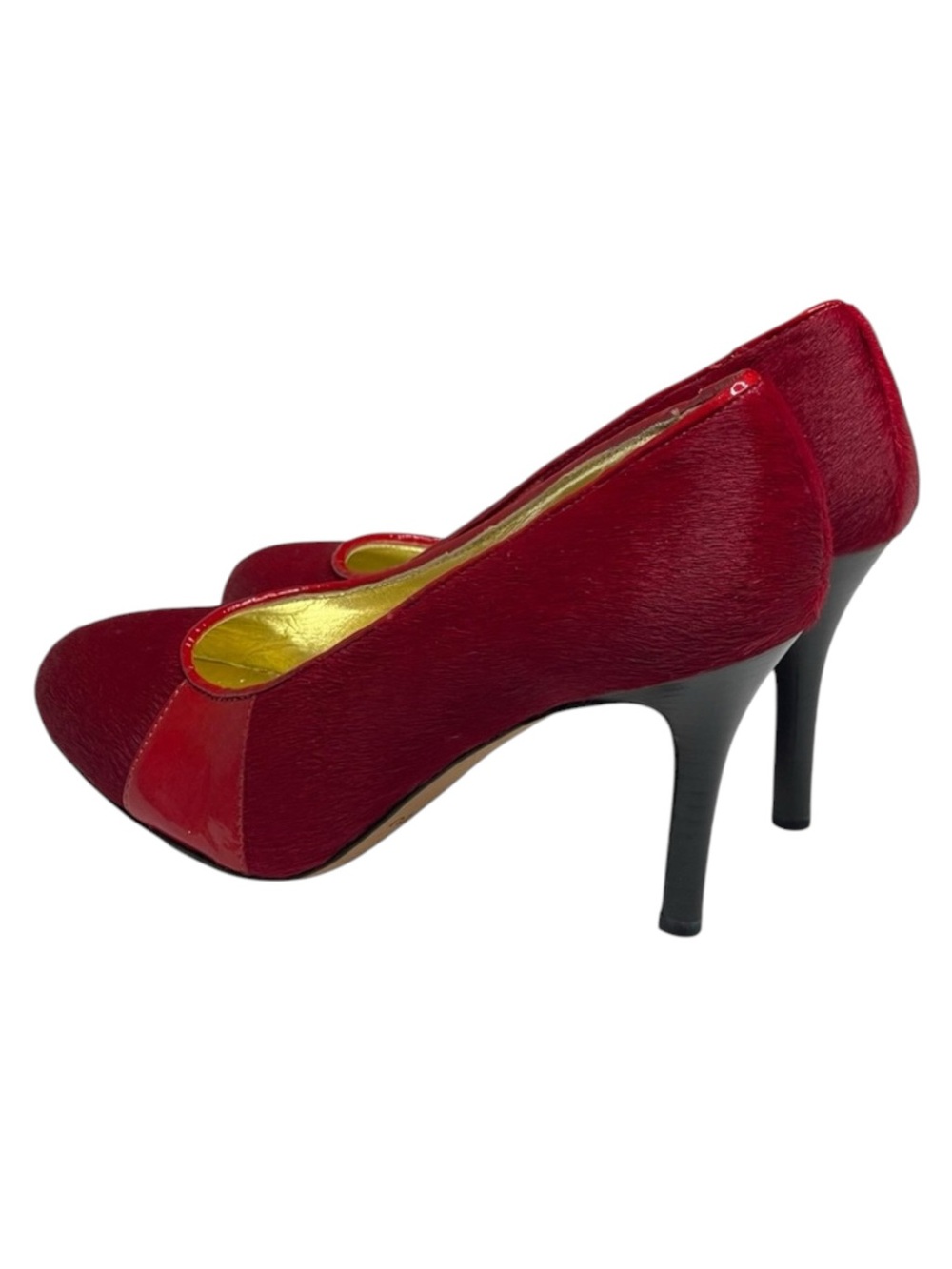 VHTF: new Goldenbleu ♛ Tina Mixed Media Pony Hair Heels Pumps ♛ Red 37.5 7M 7.5M - Picture 7 of 17